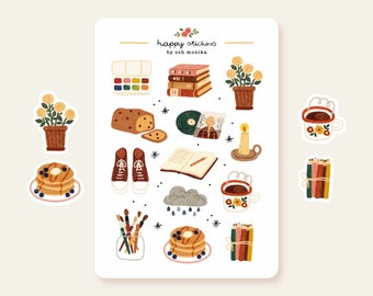 Mattina piovosa - adesivi #35 / hygge, journaling, agenda accogliente