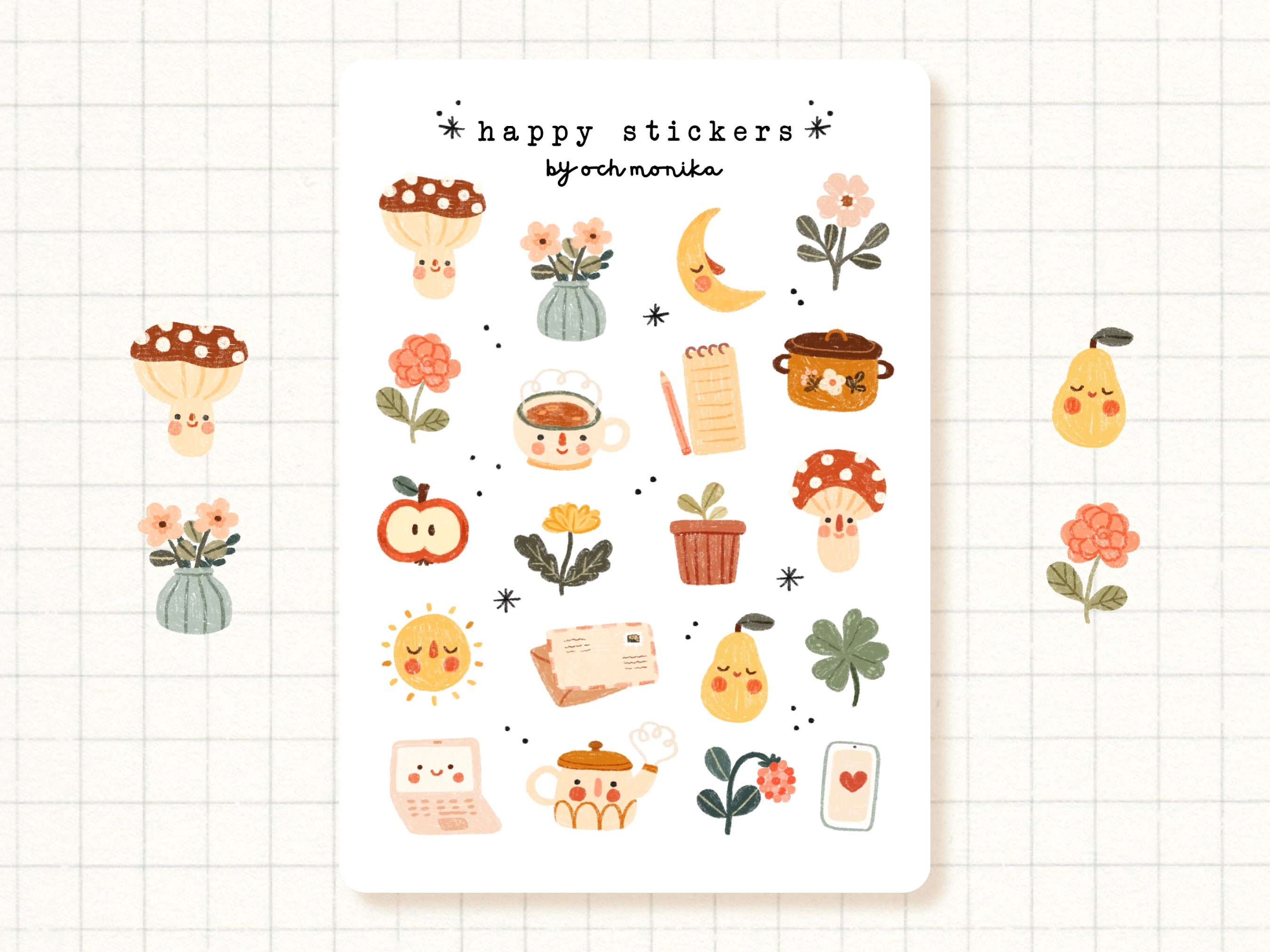 Cottagecore Stickers Sticker Sheet, Cute Stickers, Planner