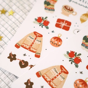 Feuille d'autocollants de Noël douillette Stickers pour agenda des fêtes, Stickers hiver Hygge, Stickers journal hiver image 2