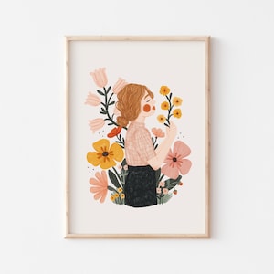 Plant Art, Woman Illustration, Flower Art, Plant Lady, Plant Mom Gift image 2