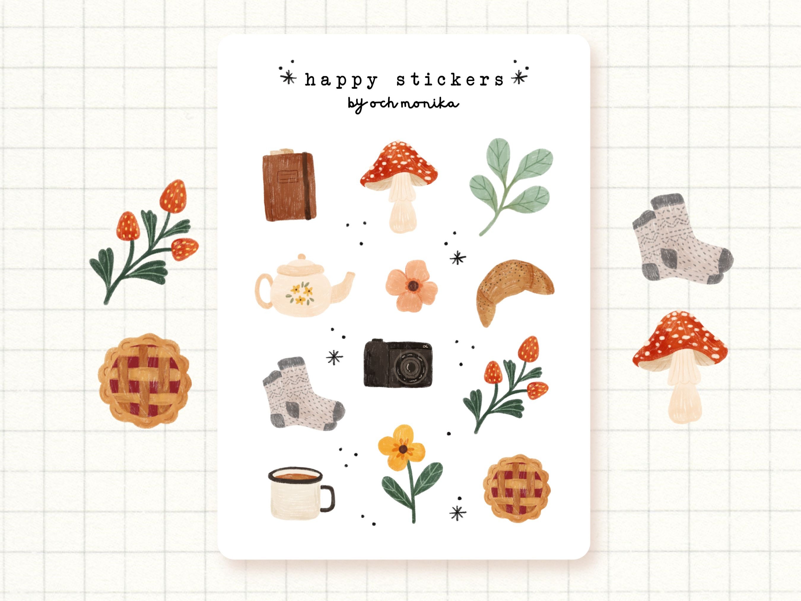 Sweet Afternoon Stickers Journaling Stickers, Cottagecore Sticker Sheet,  Scrapbook Stickers 