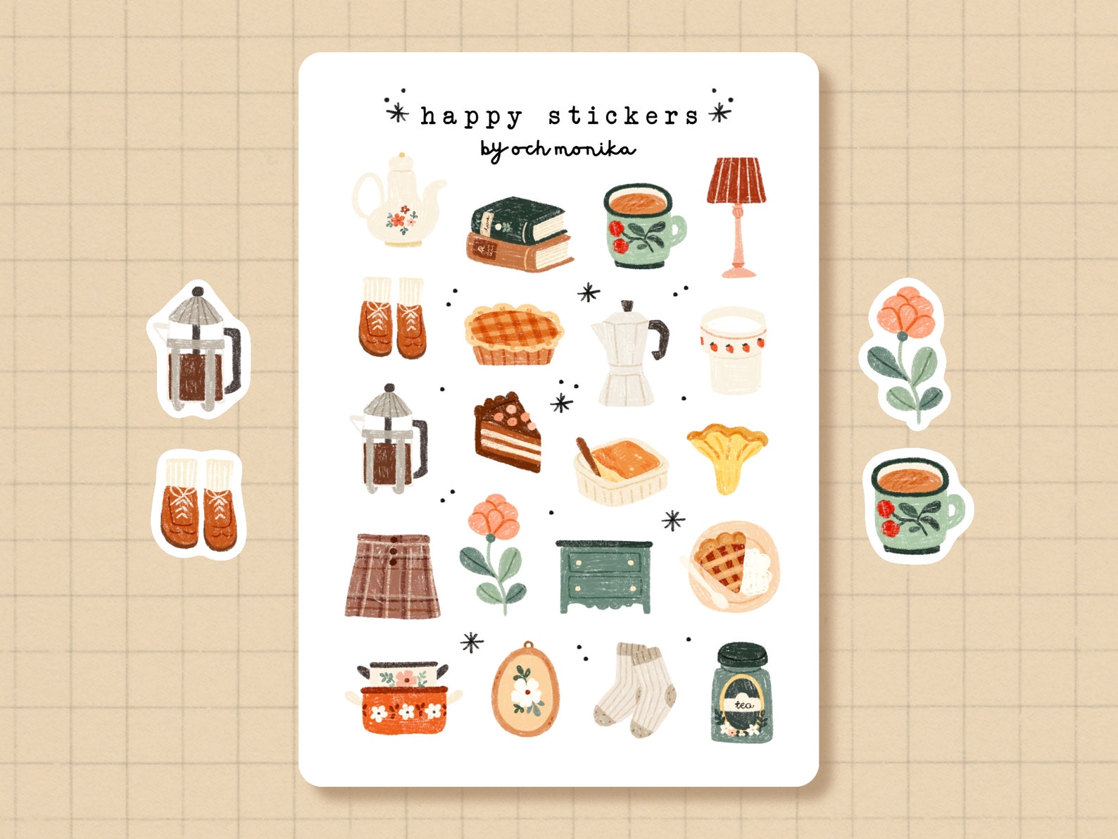 Cozy Sticker Sheet Cute Stickers Planner Stickers Bullet - Etsy