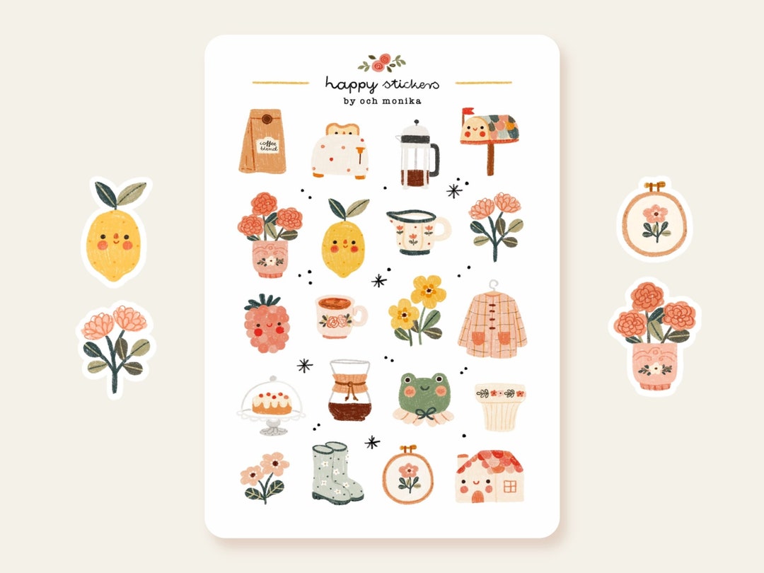 Cottagecore - Stickers #1 | Hand Drawn Planner, Journal, Scrapbook Art ...