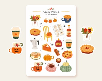 Café de Outono - adesivos nº 23 | abóbora, café, Halloween, diário, scrapbooking, papel fosco