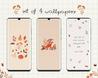 Autumn Phone Wallpapers Set | Cute Fall Backgrounds (Digital Download)