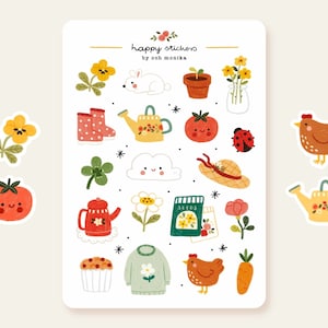 Frühling - Aufkleber | Cottagecore Aufkleber, Stickerbogen, süsse Aufkleber, Planer Sticker, Bullet Journal Sticker