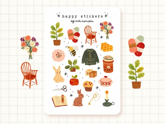 Sweet Afternoon Stickers Journaling Stickers, Cottagecore Sticker Sheet,  Scrapbook Stickers 