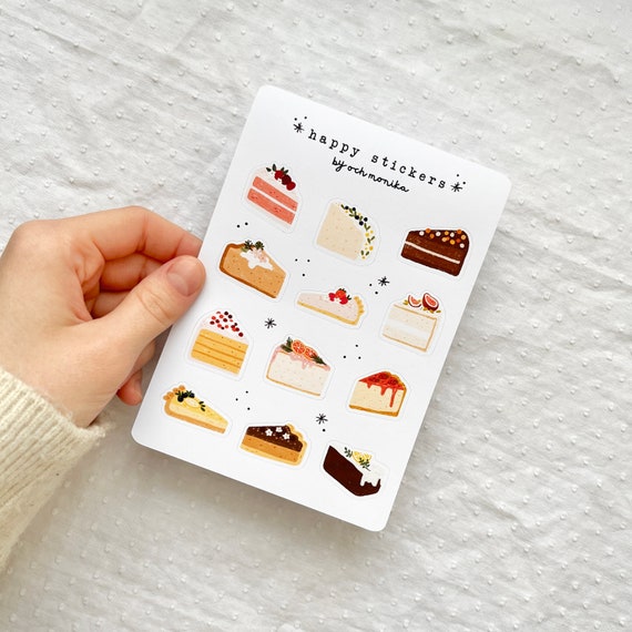 Cake Stickers Sticker Sheet, Cute Journal Stickers, Planner
