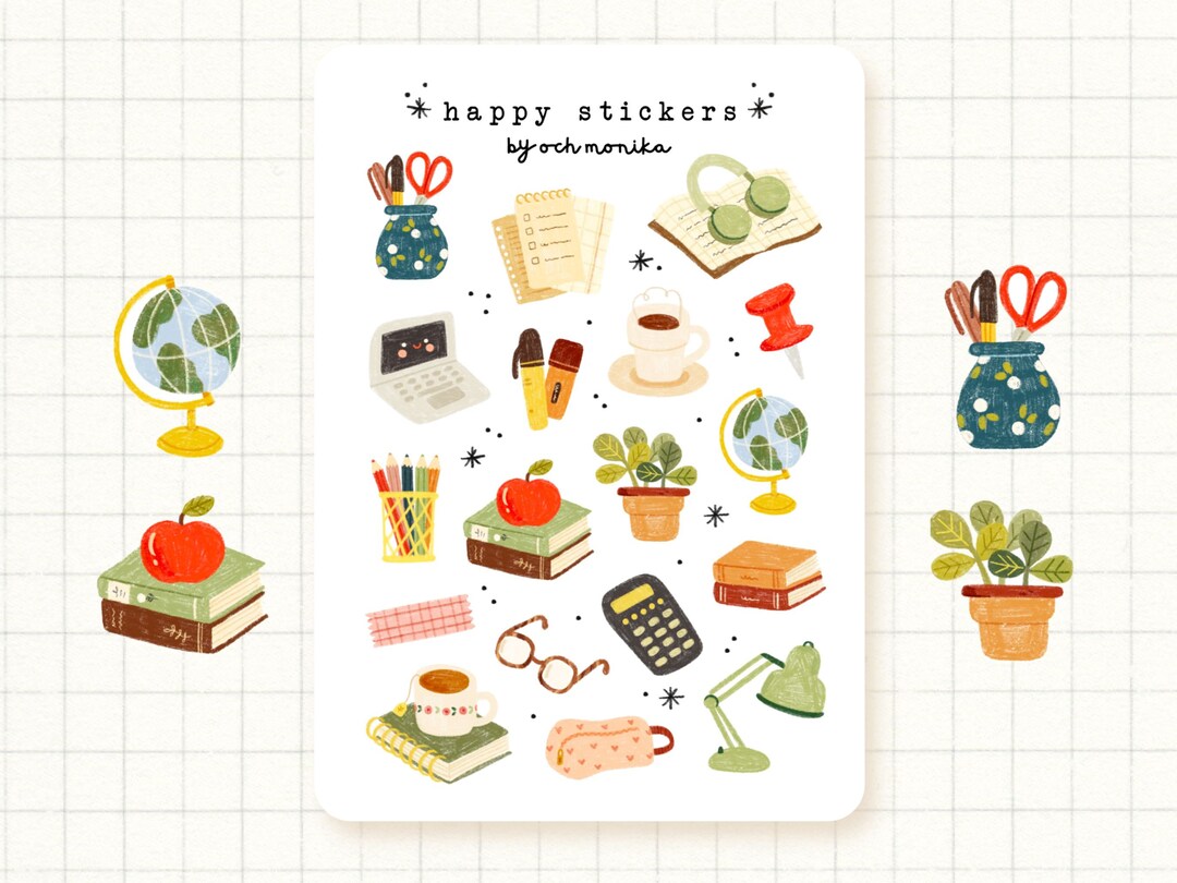 Study Desk Stickers Sticker Sheet, School Sticker, Scrapbook Stickers