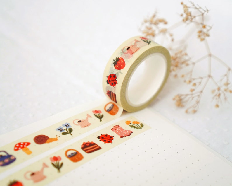 Nastro Washi Tempo di primavera / 15 mm x 10 m, nastro Washi carino, scrapbooking, bullet journal immagine 1