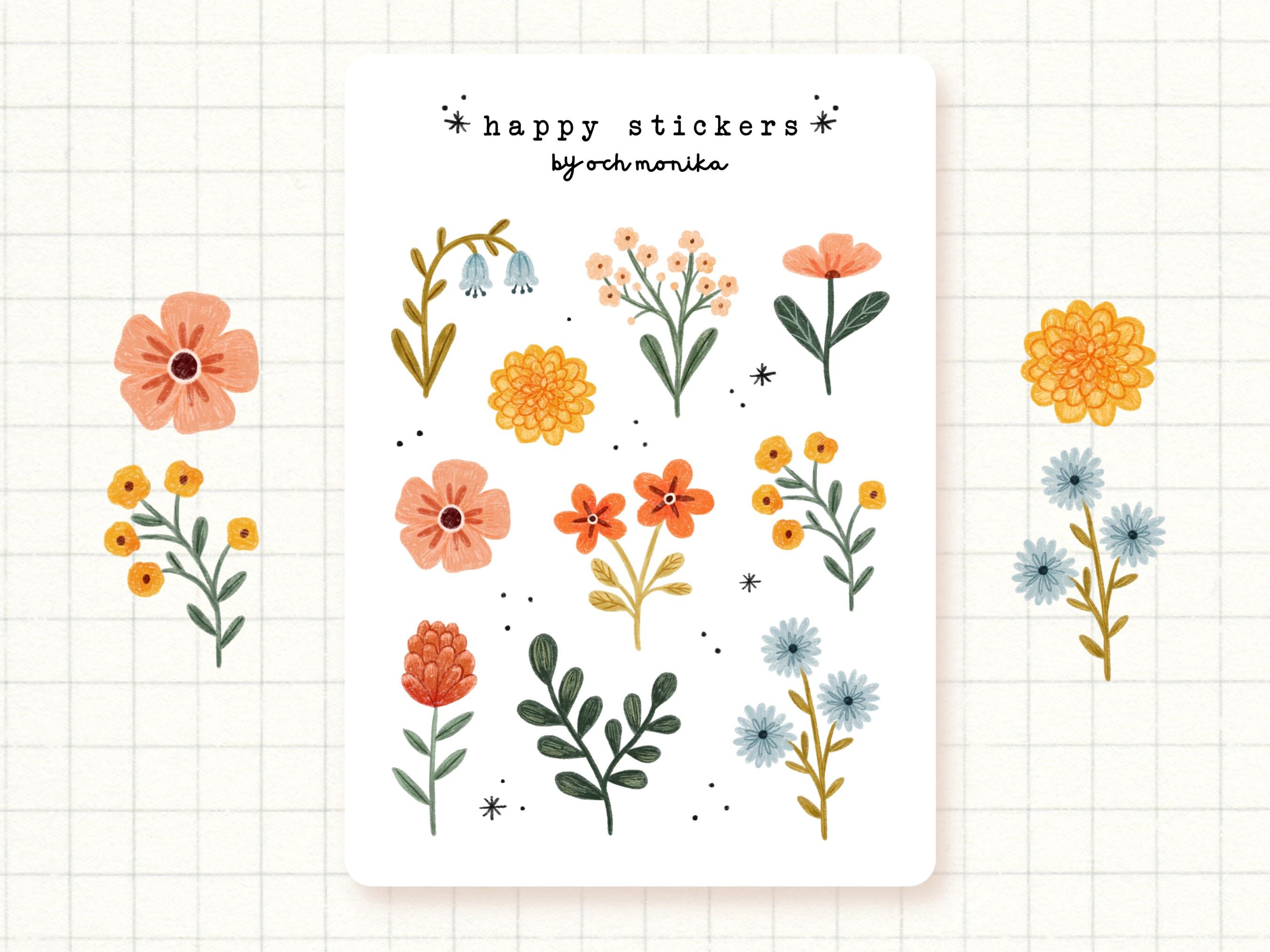 Buy Flower Stickers Sticker Sheet, Cute Stickers, Journal Stickers, Planner  Stickers, Bullet Journal Online in India 