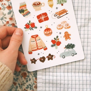 Feuille d'autocollants de Noël douillette Stickers pour agenda des fêtes, Stickers hiver Hygge, Stickers journal hiver image 5