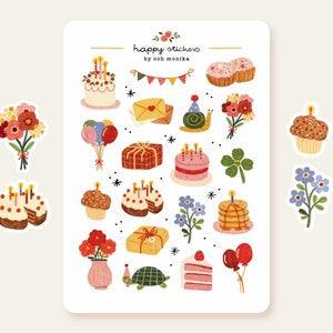 Happy Birthday Stickers | Birthday Planner Sticker Sheet, Cute Stickers, Planner Stickers, Bullet Journal Stickers