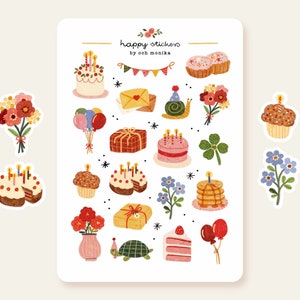 Buon compleanno - adesivi / Foglio di adesivi per planner di compleanno, adesivi carini, adesivi per planner, adesivi per bullet journal