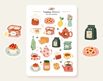 Tea Time - stickers #18 | telover, teapots, hand drawn, journal scrapbook art