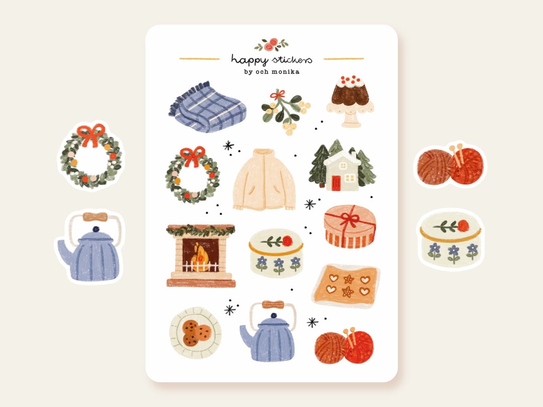 Winter Sticker Sheet Christmas Stickers, Holiday Planner Stickers, Hygge Winter Stickers, Winter ...