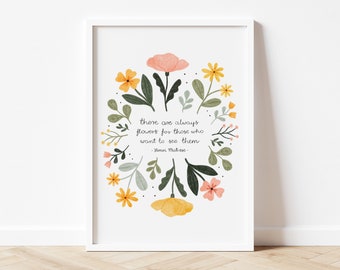 Floral Wall Art, Quote Wall Art, Art Print, Quote Prints, Inspirational Quotes