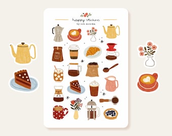 Coffee Time - adesivi n. 64 / foglio di adesivi in carta opaca, A6