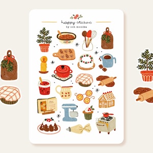 Winter Baking - stickers | Hygge Winter Stickers, Christmas Sticker Sheet, Holiday Planner Stickers, Christmas Journaling