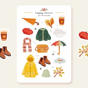Herfstwandeling - stickers | stickervel herfst, schattige stickers, plannerstickers, bulletjournalstickers, plakboekstickers