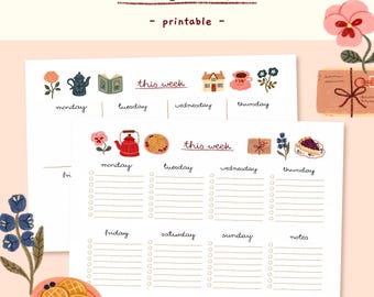 This Week - Printable | weekly planner, simple weekly overview, productivity planner, printable weekly pages
