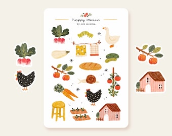 Campo - adesivos nº 6 | arte de fazenda desenhada à mão, para planners, diários e scrapbooks