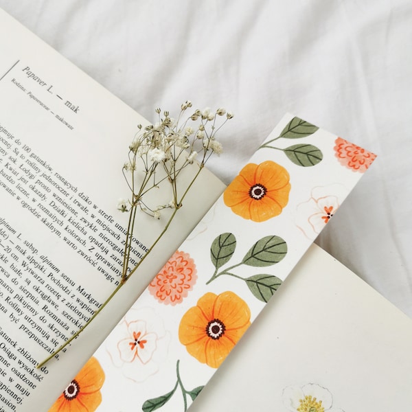 Flower Bookmarks, Book Lovers Gift, Illustrated Bookmark, Book Accessories, Paper Bookmark, Reader Read Mark