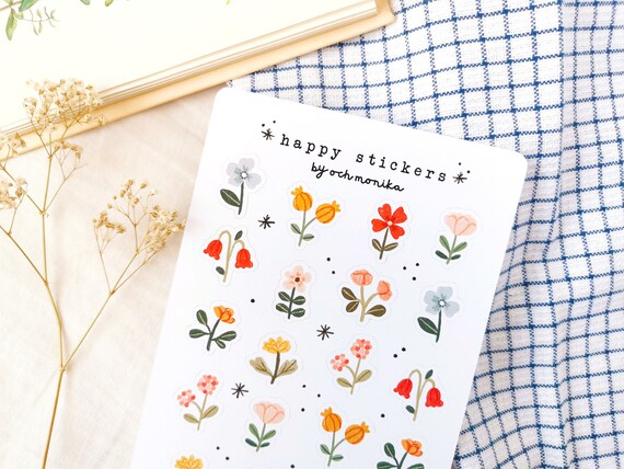 Flower Sticker Sheet Tiny Stickers, Cute Stickers, Planner Stickers Set,  Bullet Journal Stickers 