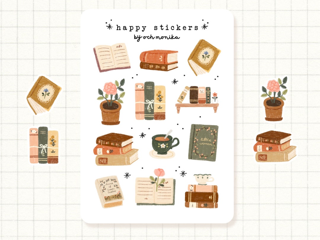 Bookish Sticker Sheet Book Sticker Sheet, Bookworm, Cute Stickers ...