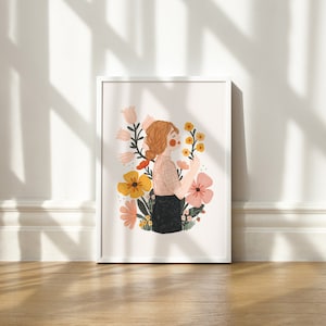 Plant Art, Woman Illustration, Flower Art, Plant Lady, Plant Mom Gift image 3