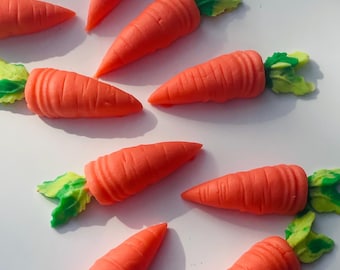 Carrot Cake Toppers, Fondant Edible Decorations, Spring Desserts, 4 to 12 Pack