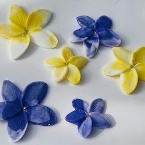 Fondant Plumeria Flower Cake Toppers: Edible Tropical Decor, Set of 12