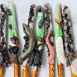 Halloween Party Favors |  UNIQUE Chocolate Covered Pretzel | Edible Snake & Bug Treats | Boy  Birthday |  Reptile Show Snacks | Fair Food