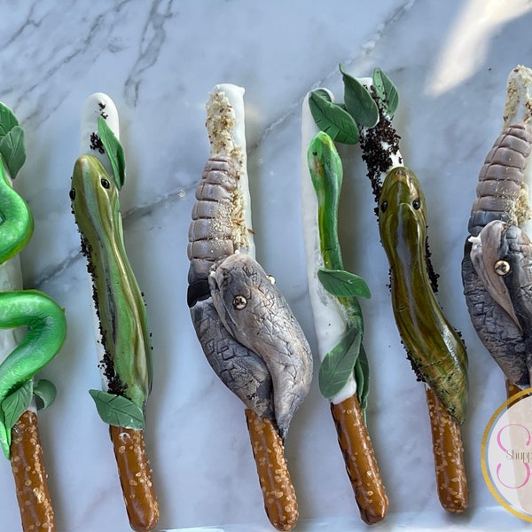Snake Party Favors | Chocolate Covered Pretzels | Kids Birthday | Adult | Girl | Boy | Camping | Outdoor animals