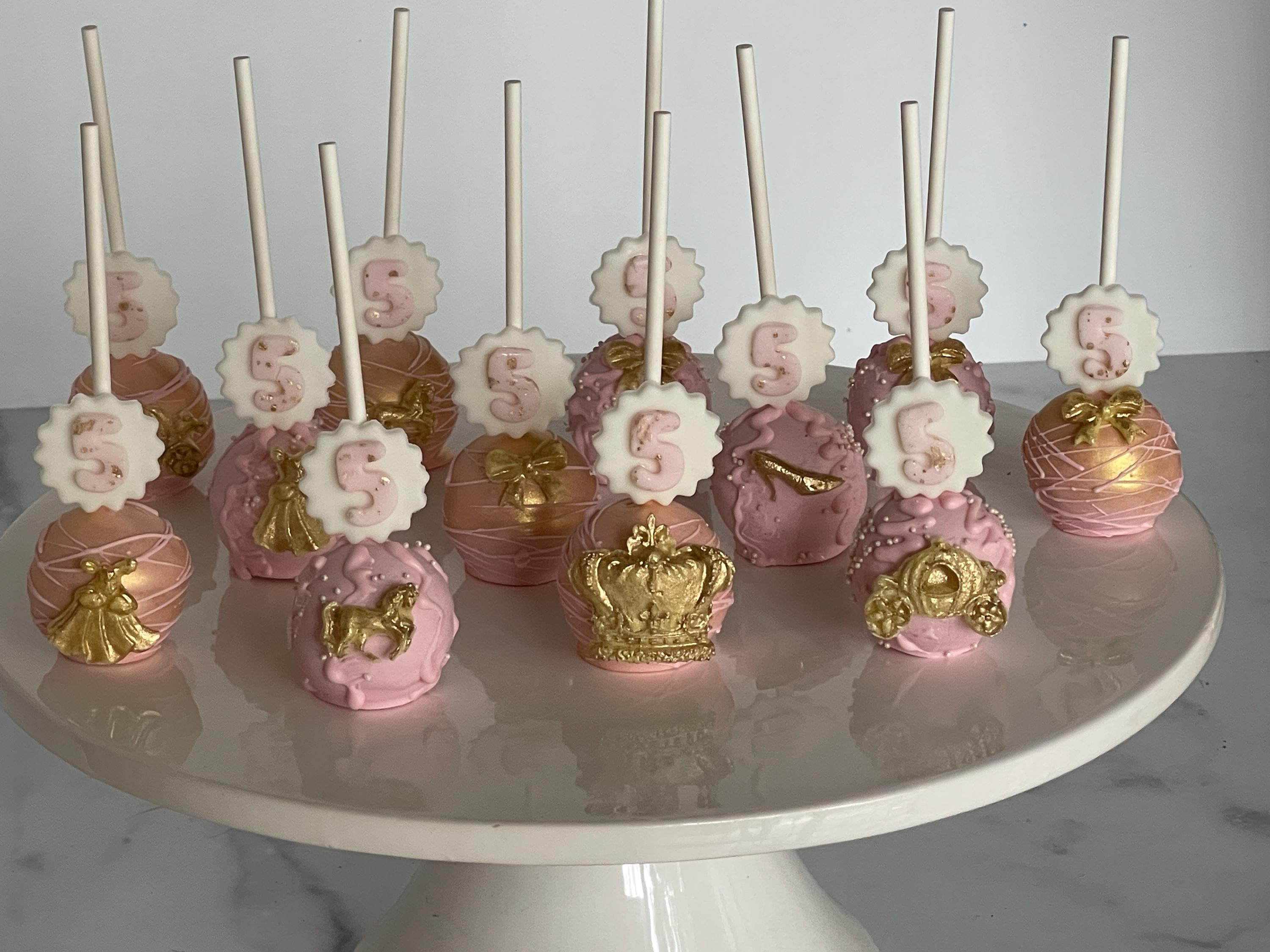 Princess Cake Pops, Pink and Gold Royal Birthday Party Favors ...
