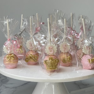 Pink and Gold Princess Cake Pops | Personalized Party Favors Princess Birthday | Girl’s Royal Treats | Magical Wedding | Sweet 16