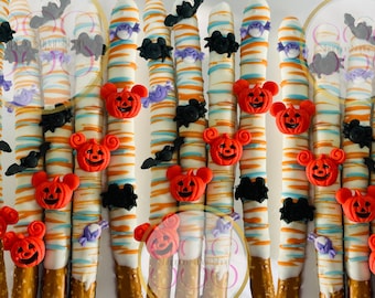 Halloween Chocolate Covered Pretzels: Magical Pumpkin Face Treats, Bats, Candy