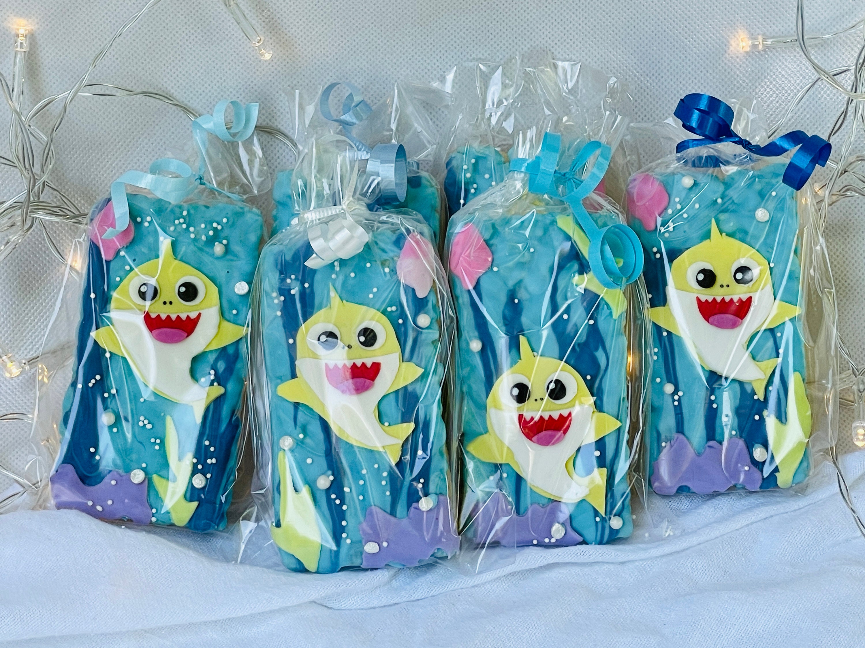 Baby Shark Birthday Party Favor Treats Chocolate Covered Rice Etsy