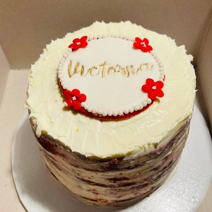 Naked Red Velvet Cake 6 Inch | Moist Layered Cake with Cream Cheese Frosting | Birthday, Grad, Wedding Gift Cake