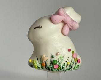 White rabbit cake pops, hand painted, birthday, wedding, engagement, baby shower party favors, Easter dessert table