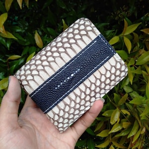 Cartera a medida hecha a mano de piel genuina de cobra y raya Cartera para hombre Cartera única Cartera de regalo