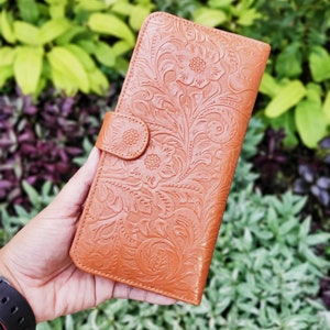 Batik geprägte Ledergeldbörse für Damen | Damen Beutel | Geschenk für Ihn einzigartige Geldbörse