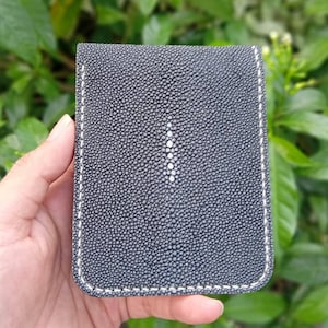 Cartera de raya hecha a mano para hombre, suave, negra, con costura manual. La mejor cartera de bolsillo, cartera única, cartera para hombre, cartera de regalo.