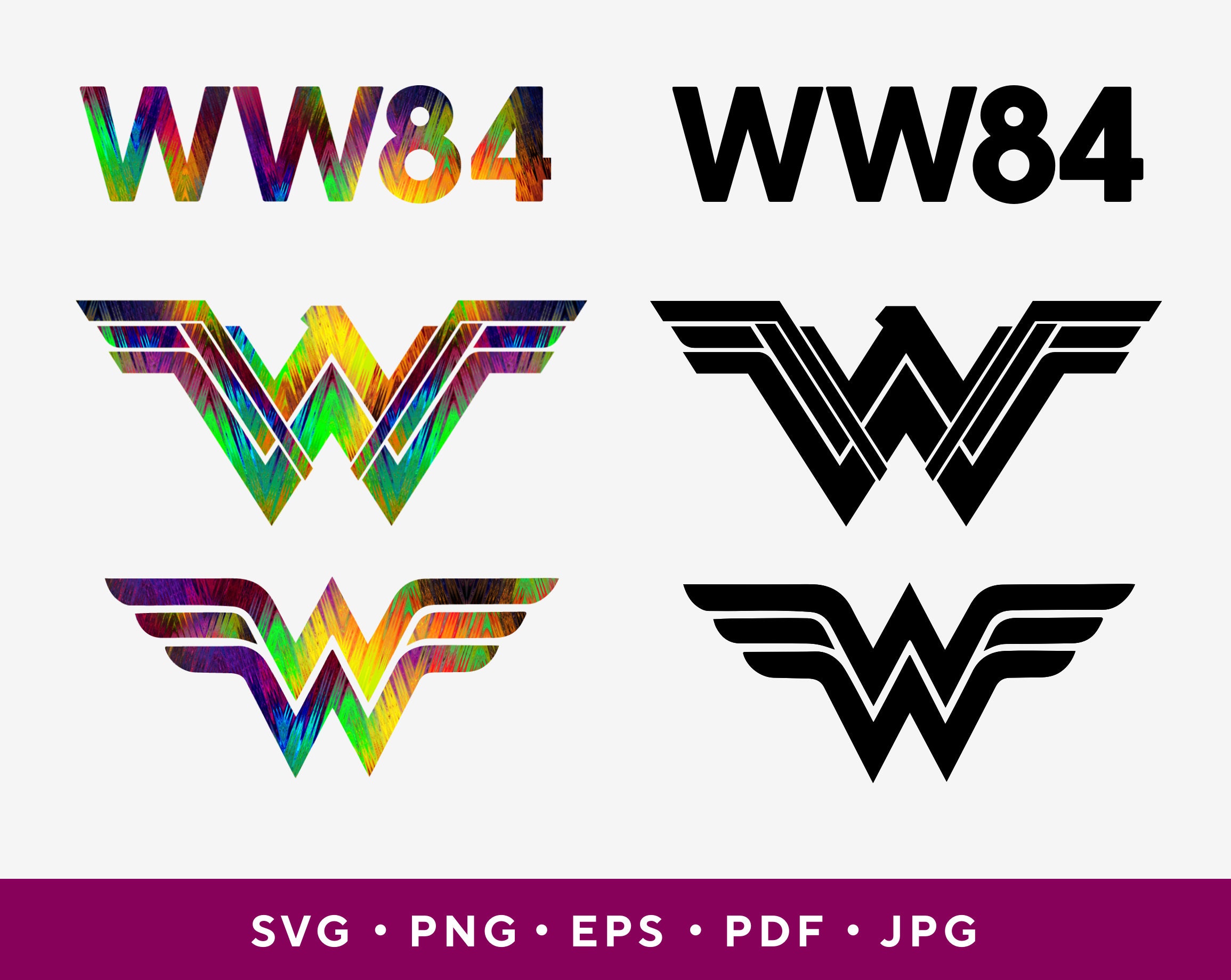 Download Wonder Woman Svg Ww84 Vector Inspired Logo Digital File Super Etsy