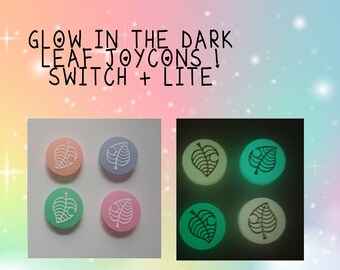 Leaf Glow in the Dark Switch Joycon Cover Thumb Grips Leaf white pink orange blue green purple pastel