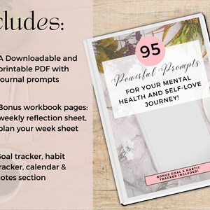 95 Journal Prompts for Mental Health & Workbook self image 2