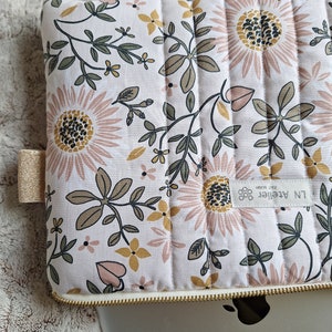 Housse d'ordinateur zippée PC MacBook iPad Surface Pochette Fleurie Tissu molletonné Résistante Doublure or 11 à 17 pouces image 1