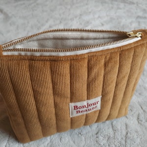 Trousse de toilette matelassée en velours personnalisée - Trousse velours zippée