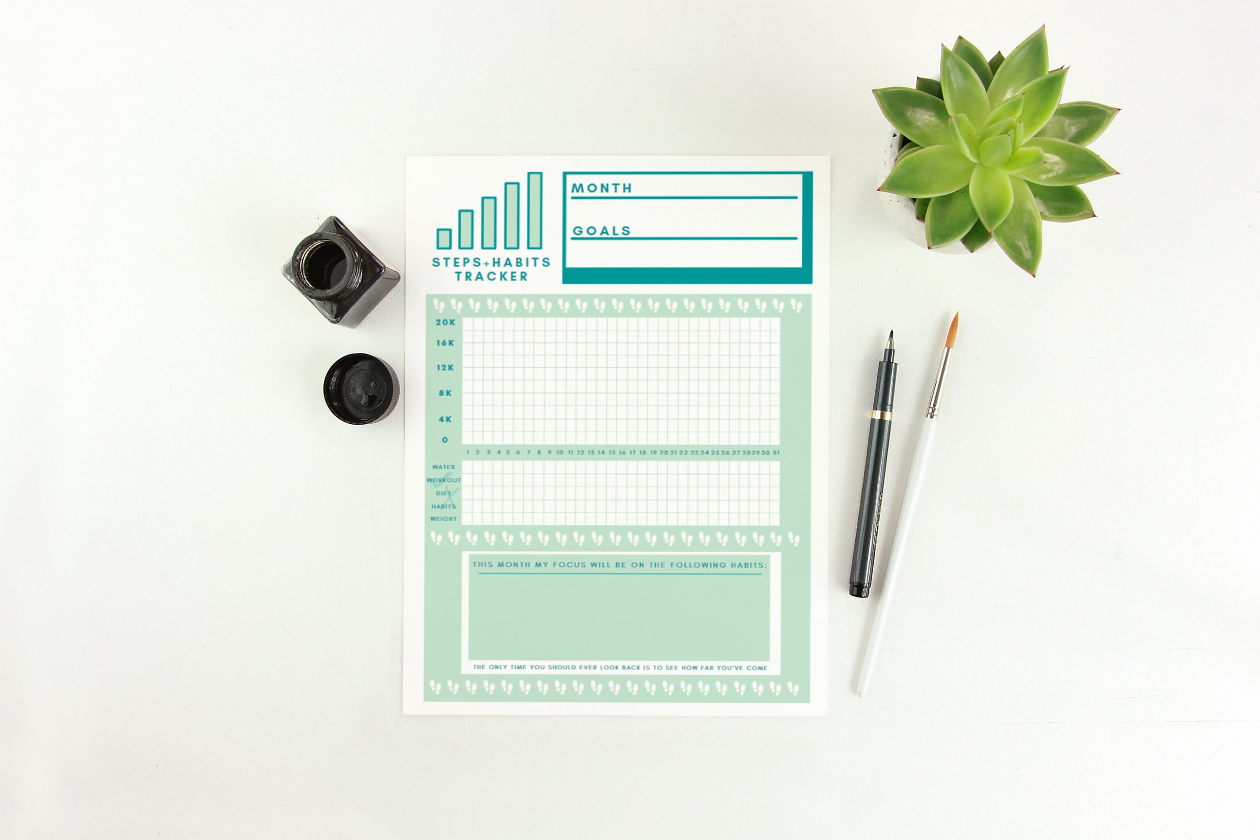 Steps Tracker Color In Steps + Habits Tracker (4 Pages, 3 Colors and Black and White), A4 ...