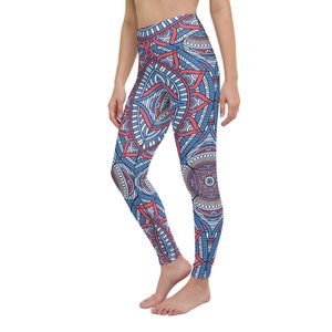 New Delhi Meadow Yoga Leggings | High Waisted Leggings | Woman&#39;s Leggings | Fitness Leggings | Workout Leggings | Running Leggings | Mandala